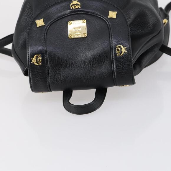 MCM Studs Backpack Leather Black Gold Auth 144411 main image 10